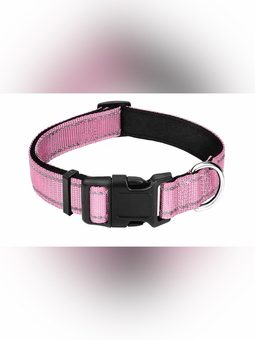 Pink Reflective Adjustable Nylon Dog Pet Collar